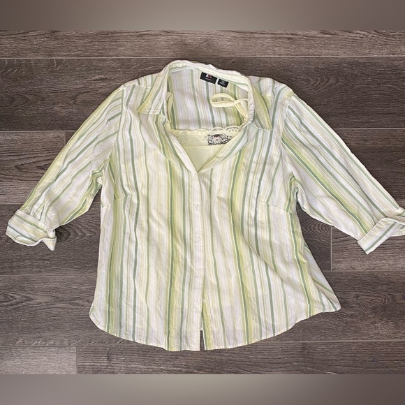 ALC Plus size striped button up shirt with tank top - Picture 1 of 7